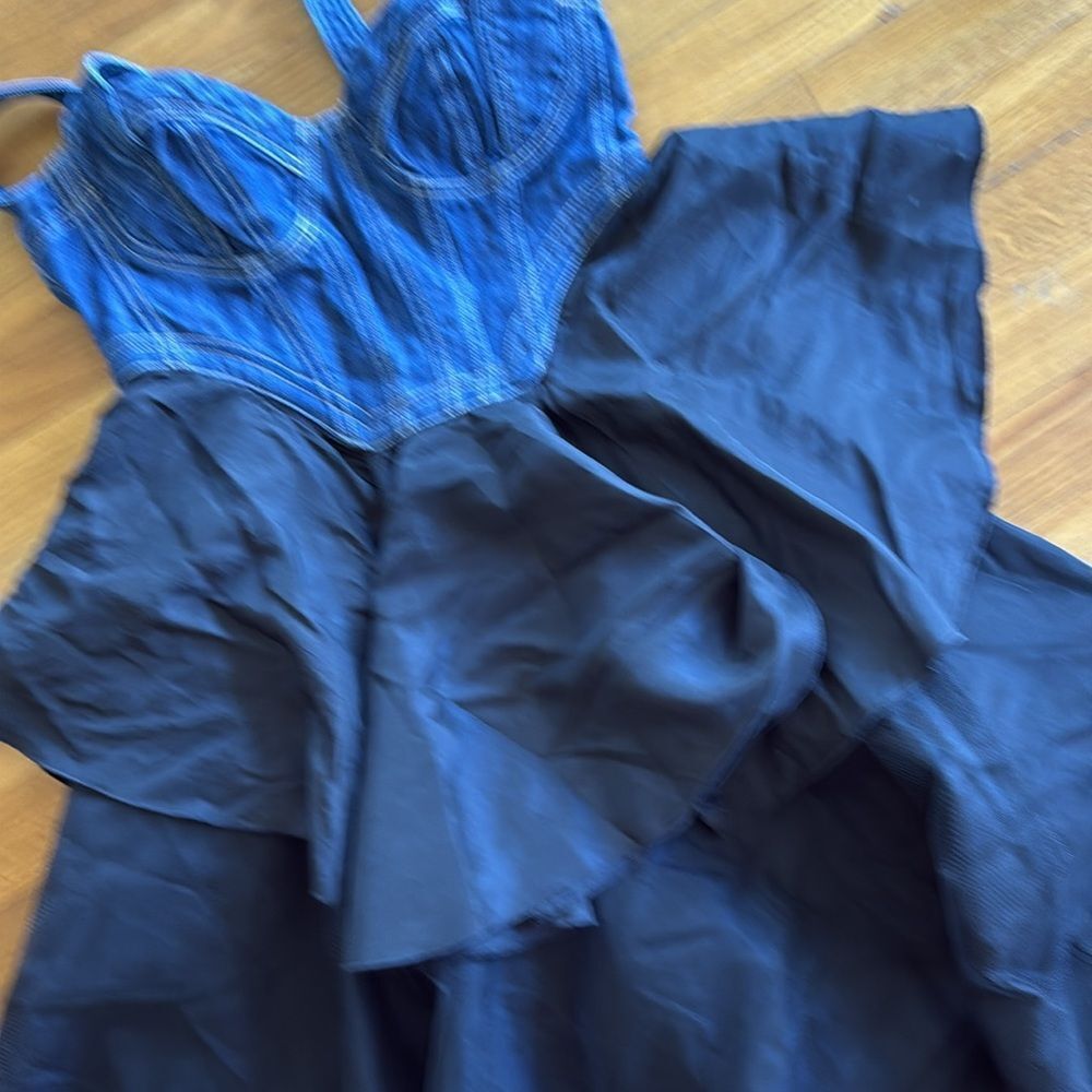 Anthropologie Pilcro Sleeveless Denim Bodice Tiered Mini Dress - Picture 7 of 7